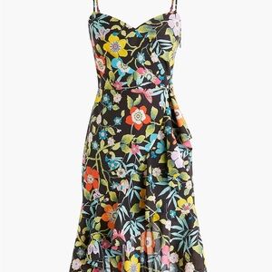 J.Crew Ruffle Dress in Liberty Pavilion Black Cotton Fabric Womens 4